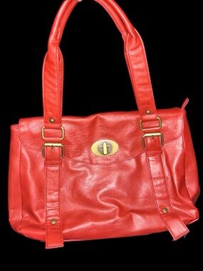 Vintage Chateau Cherry Red Vegan Leather Satchel – Y2K Retro Chic